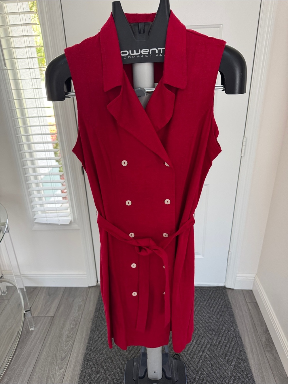 Christopher & Banks Sleeveless Red Double-Breasted Belted Mini Dress